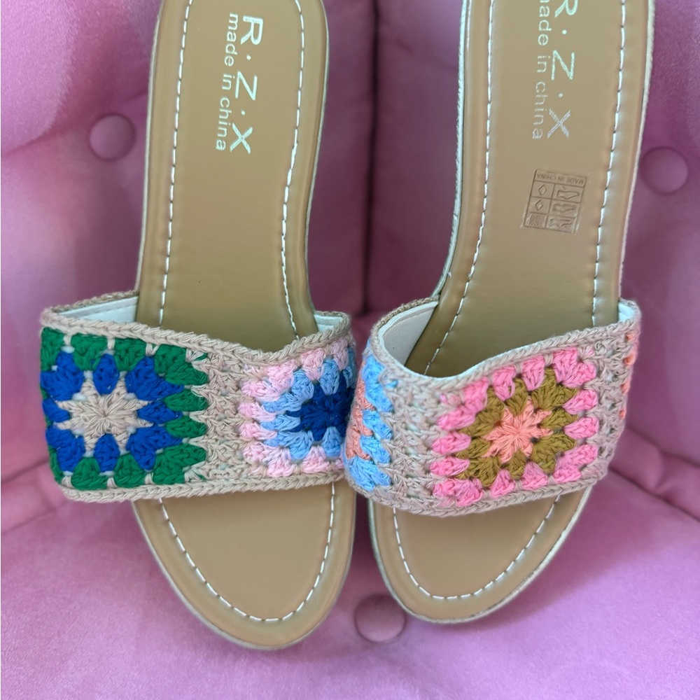 Colorful Crochet Slide Sandals
